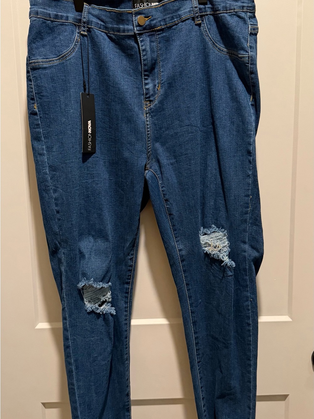 Fashion Nova Well Played Jeans Women’s Plus Size 1X Distressed Skinny Blue